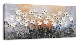 Arte de la pared de la lona de la flor con la pintura al óleo grande moderna texturizada pintada a mano 3D Cuadros florales estéticos contemporáneos para la sala de estar Dormitorio DinningDecor