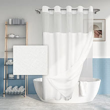 Load image into Gallery viewer, No Hook Slub Textured Shower Curtain with Snap-in PEVA Liner Set - 71" x 74"(72"), Hotel Style with See Through Top Window, Fabric Outer Curtain & Waterproof Inner Liner, White, 71x74