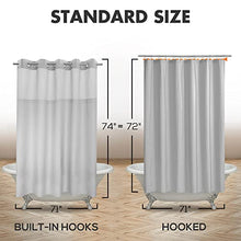 Load image into Gallery viewer, No Hook Slub Textured Shower Curtain with Snap-in PEVA Liner Set - 71" x 74"(72"), Hotel Style with See Through Top Window, Machine Washable & Water Repellent, Gray, 71x74