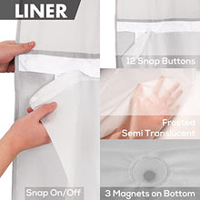 Load image into Gallery viewer, No Hook Slub Textured Shower Curtain with Snap-in PEVA Liner Set - 71" x 74"(72"), Hotel Style with See Through Top Window, Machine Washable & Water Repellent, Gray, 71x74