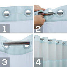 Carica l'immagine nel visualizzatore della Galleria, Tenda da doccia strutturata fiammata senza gancio con set di fodera in PEVA a scatto - 71" x 74"(72"), stile hotel con finestra superiore trasparente, lavabile in lavatrice e idrorepellente, Blu, 71x74