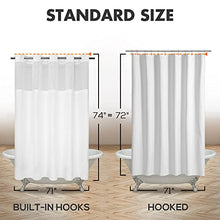 Load image into Gallery viewer, No Hook Slub Textured Shower Curtain with Snap-in PEVA Liner Set - 71" x 74"(72"), Hotel Style with See Through Top Window, Fabric Outer Curtain & Waterproof Inner Liner, White, 71x74
