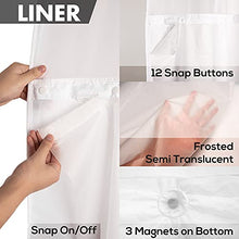 Load image into Gallery viewer, No Hook Slub Textured Shower Curtain with Snap-in PEVA Liner Set - 71" x 74"(72"), Hotel Style with See Through Top Window, Fabric Outer Curtain & Waterproof Inner Liner, White, 71x74