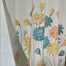 Load image into Gallery viewer, Whatarter Yellow Floral Blue Flower Teal Shower Curtain No Hook with Snap-in Liner Top Window Hotel Luxury Fabric Cloth Decor Bathroom Double Layers Mesh Curtains Sets Decorative 71 x 74 inches