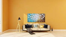 Load image into Gallery viewer, Flower Canvas Wall Art Hand Painted 3D Turquoise Brown White Painting Modern Abstract Floral Pictures Aesthetic Artwork for Living Room Bedroom Dinning Room Decoration