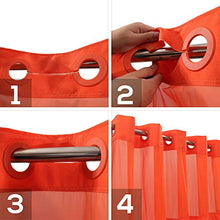 Carica l'immagine nel visualizzatore della Galleria, Tenda da doccia strutturata fiammata senza gancio con set di fodera in PEVA a scatto - 71" x 74"(72"), stile hotel con finestra superiore trasparente, lavabile in lavatrice e idrorepellente, arancione, 71x74