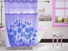 Load image into Gallery viewer, Whatarter Blue Floral Teal Flower Shower Curtain No Hook with Snap-in Liner Top Window Hotel Luxury Fabric Cloth Decor Bathroom Double Layers Mesh Curtains Sets Decorative 71 x 74 inches