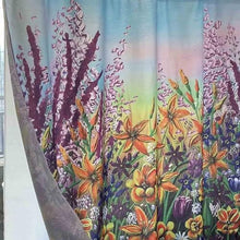 Load image into Gallery viewer, Whatarter Purple Floral Yellow Flower Shower Curtain No Hook with Snap-in Liner Top Window Hotel Luxury Fabric Cloth Decor Bathroom Double Layers Mesh Curtains Sets Decorative 71 x 74 inches