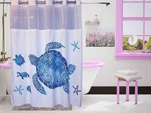 Charger l'image dans la galerie, Whatarter Rideau de douche bleu tortue bleu sarcelle sans crochet avec doublure à clipser pour fenêtre supérieure, hôtel, tissu de luxe, décoration de salle de bain, double couche en maille, ensembles de rideaux décoratifs 71 x 74 pouces