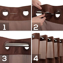 Carica l'immagine nel visualizzatore della Galleria, Tenda da doccia strutturata fiammata senza gancio con set di fodera in PEVA a scatto - 71" x 74" (72"), stile hotel con finestra superiore trasparente, lavabile in lavatrice e idrorepellente, Marrone cioccolato, 71x74