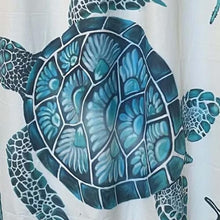 Charger l'image dans la galerie, Whatarter Rideau de douche bleu tortue bleu sarcelle sans crochet avec doublure à clipser pour fenêtre supérieure, hôtel, tissu de luxe, décoration de salle de bain, double couche en maille, ensembles de rideaux décoratifs 71 x 74 pouces