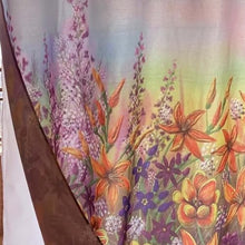 Load image into Gallery viewer, Whatarter Purple Floral Yellow Flower Shower Curtain No Hook with Snap-in Liner Top Window Hotel Luxury Fabric Cloth Decor Bathroom Double Layers Mesh Curtains Sets Decorative 71 x 74 inches