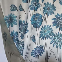 Load image into Gallery viewer, Whatarter Blue Floral Teal Flower Shower Curtain No Hook with Snap-in Liner Top Window Hotel Luxury Fabric Cloth Decor Bathroom Double Layers Mesh Curtains Sets Decorative 71 x 74 inches
