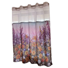 Load image into Gallery viewer, Whatarter Yellow Floral Shower Curtain Purple Flower No Hook with Snap-in Liner Top Window Hotel Luxury Fabric Cloth Decor Bathroom Double Layers Mesh Curtains Sets Decorative 71 x 74 inches