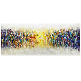 AMEI Art Paintings,24x60Inch Tamaño enorme 100% Pintado a mano Abstracto Colorido Melody Pinturas al óleo sobre lienzo Estirado y enmarcado Obra de arte Textura Paleta Cuchillo Pinturas Simple Modern Home Decor Wall Art