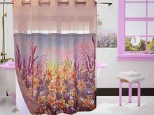Load image into Gallery viewer, Whatarter Purple Floral Yellow Flower Shower Curtain No Hook with Snap-in Liner Top Window Hotel Luxury Fabric Cloth Decor Bathroom Double Layers Mesh Curtains Sets Decorative 71 x 74 inches