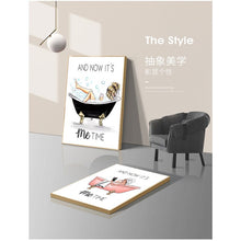 Carica l'immagine nel visualizzatore della Galleria, Immagine della vasca da bagno Pittura su tela Cornice modulare Immagine Decorazione della casa Bagno nordico Poster Wall Art HD Stampa Ragazza sul