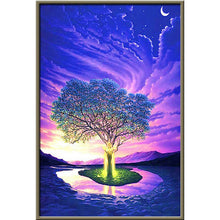 Laden Sie das Bild in den Galerie-Viewer, Voller Diamantbohrer Runde Landschaft Mosaik Diamantstickerei Baum Diamantmalerei Steden Kreuzstich Diamantkunst Strasssteine