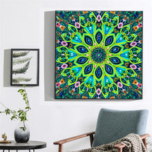 Cargar imagen en el visor de la galería, Pintura de diamante DIY 5D Diamante de imitación de forma especial, Flor de mandala, Juego de pintura de diamante de cristal de diamante parcial