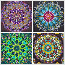 Cargar imagen en el visor de la galería, Pintura de diamante DIY 5D Diamante de imitación de forma especial, Flor de mandala, Juego de pintura de diamante de cristal de diamante parcial