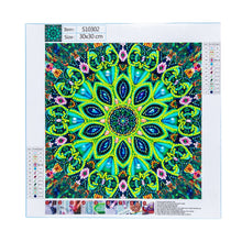 Cargar imagen en el visor de la galería, Pintura de diamante DIY 5D Diamante de imitación de forma especial, Flor de mandala, Juego de pintura de diamante de cristal de diamante parcial