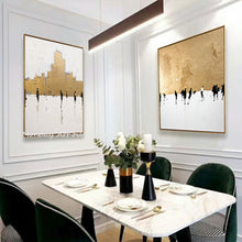 Laden Sie das Bild in den Galerie-Viewer, Goldenes Bild Handgemaltes hochwertiges abstraktes Ölgemälde Wandkunst auf Leinwand Kunst Abstraktes Goldölgemälde für Wohnzimmer