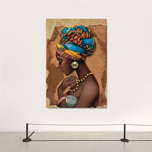 Laden Sie das Bild in den Galerie-Viewer, African Art Woman Painting Prints on Canvas Beauty Girl Scandinavian Posters Wall Art Picture for Living Room Horse Decor