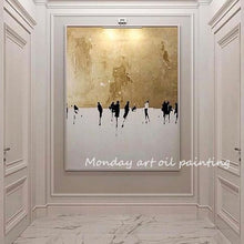 Laden Sie das Bild in den Galerie-Viewer, Goldenes Bild Handgemaltes hochwertiges abstraktes Ölgemälde Wandkunst auf Leinwand Kunst Abstraktes Goldölgemälde für Wohnzimmer