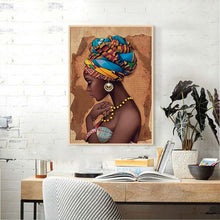 Laden Sie das Bild in den Galerie-Viewer, African Art Woman Painting Prints on Canvas Beauty Girl Scandinavian Posters Wall Art Picture for Living Room Horse Decor