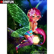 Charger l'image dans la galerie, HOMFUN diamant peinture "papillon elfe" point de croix personnalisé Photo diamant broderie carré rond perceuse décor à la maison A07198