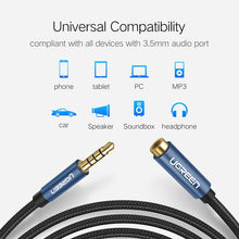 Carica l'immagine nel visualizzatore della Galleria, UGREEN Cavo di prolunga audio AUX jack da 3,5 mm maschio a femmina con microfono Adattatore audio stereo 3.5 compatibile per cuffie per PC