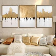 Laden Sie das Bild in den Galerie-Viewer, Goldenes Bild Handgemaltes hochwertiges abstraktes Ölgemälde Wandkunst auf Leinwand Kunst Abstraktes Goldölgemälde für Wohnzimmer