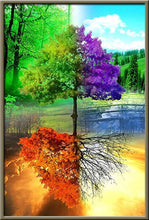 Laden Sie das Bild in den Galerie-Viewer, Voller Diamantbohrer Runde Landschaft Mosaik Diamantstickerei Baum Diamantmalerei Steden Kreuzstich Diamantkunst Strasssteine