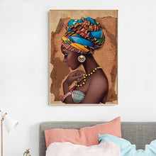 Laden Sie das Bild in den Galerie-Viewer, African Art Woman Painting Prints on Canvas Beauty Girl Scandinavian Posters Wall Art Picture for Living Room Horse Decor