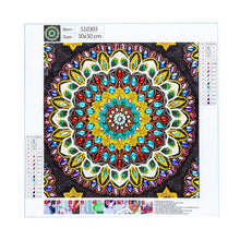 Cargar imagen en el visor de la galería, Pintura de diamante DIY 5D Diamante de imitación de forma especial, Flor de mandala, Juego de pintura de diamante de cristal de diamante parcial