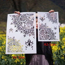 Laden Sie das Bild in den Galerie-Viewer, A3 A2 Größe DIY Craft Mandala Schablonen zum Malen auf Holz, Stoff, Wände Kunst Scrapbooking Stamping Album Prägung Papierkarten