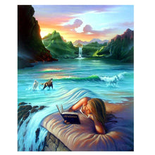 Cargar imagen en el visor de la galería, 5D paisaje diamante pintura DIY paisaje diamante mosaico puesta de sol Rhinestone bordado completo taladro punto de cruz Kit decoración del hogar