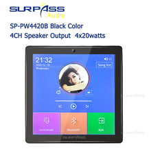 Carica l'immagine nel visualizzatore della Galleria, Smart Home Audio Mini amplificatore Bluetooth senza fili a 2/4 canali Touch Screen da 4 pollici Radio FM Funzione scheda TF AUX nell'amplificatore da parete