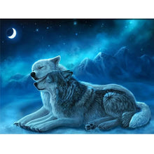 Cargar imagen en el visor de la galería, 5D Diy diamante pintura Lobo diamante bordado Luna paisaje Rhinestone mosaico animales hecho a mano regalo decoración de pared