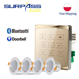 Musica di sottofondo in amplificatori da parete Lettore musicale SD/AUX/USB Amplificatore Bluetooth Pannello controller musicale con set di altoparlanti da soffitto