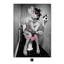 Charger l'image dans la galerie, Mode femme lèvre toile affiche diamant rouleau de toilette papier mur Art impression peinture moderne image pour salle de bain décoration de la maison