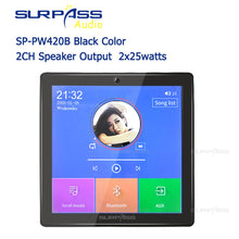 Carica l'immagine nel visualizzatore della Galleria, Smart Home Audio Mini amplificatore Bluetooth senza fili a 2/4 canali Touch Screen da 4 pollici Radio FM Funzione scheda TF AUX nell'amplificatore da parete