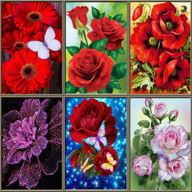 Bordado de diamantes flores redondas completas 5D Diy diamante mosaico flores Kit diamante pintura punto de cruz Rhinestone diamante arte
