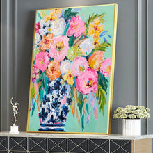 Cargar imagen en el visor de la galería, Pintura al óleo Floral colorida abstracta sobre lienzo póster e impresiones cuadro de flores decoración de pared del hogar Cuadros artísticos para sala de estar, Whatarter