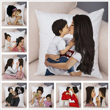 Laden Sie das Bild in den Galerie-Viewer, Super Mom Kissenbezug Kurz Plüsch Dekor Cartoon Super Mama und Baby Kissenbezug für Sofa Zuhause Auto Kissenbezug Kissenbezug 45 * 45
