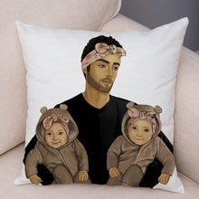 Laden Sie das Bild in den Galerie-Viewer, Super Mom Kissenbezug Kurz Plüsch Dekor Cartoon Super Mama und Baby Kissenbezug für Sofa Zuhause Auto Kissenbezug Kissenbezug 45 * 45