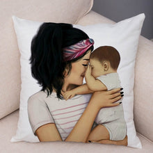 Laden Sie das Bild in den Galerie-Viewer, Super Mom Kissenbezug Kurz Plüsch Dekor Cartoon Super Mama und Baby Kissenbezug für Sofa Zuhause Auto Kissenbezug Kissenbezug 45 * 45