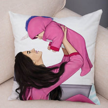 Laden Sie das Bild in den Galerie-Viewer, Super Mom Kissenbezug Kurz Plüsch Dekor Cartoon Super Mama und Baby Kissenbezug für Sofa Zuhause Auto Kissenbezug Kissenbezug 45 * 45