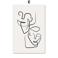 Laden Sie das Bild in den Galerie-Viewer, Abstrakte Linie Drewing Körper Gesicht Zitate Wandkunst Leinwand Malerei Nordic Poster und Drucke Wandbilder für Wohnzimmer Dekor