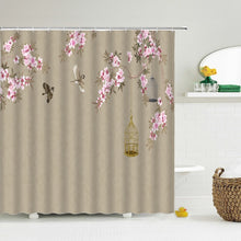 Charger l'image dans la galerie, Style chinois fleur oiseau rideaux de douche étanche salle de bain rideau 3d imprimé tissu avec crochets décoration rideau de douche, Whatarter